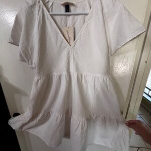 Universal Thread Cream V-Neck Tiered Blouse